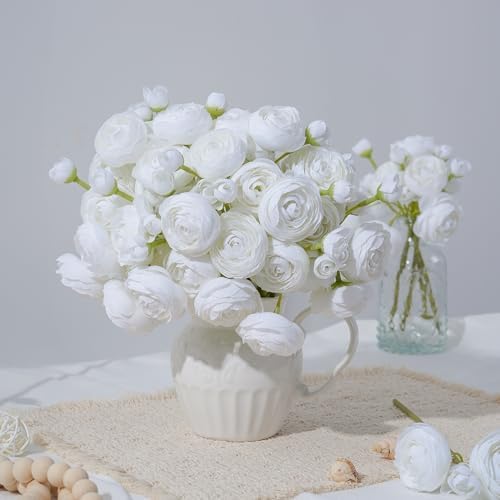 Ranunculus Artificial Flowers 18 Pcs, Faux Silk Mini Peonies Bulk Flowers for Vase, Fake Wedding Filler Flowers, alternate
