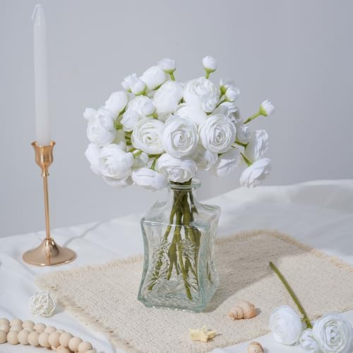 Ranunculus Artificial Flowers 18 Pcs, Faux Silk Mini Peonies Bulk Flowers for Vase, Fake Wedding Filler Flowers, alternate
