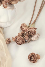 Ranunculus Artificial Flowers 18 Pcs Taupe Brown Faux Silk Mini Ranunculus Bulk Fake Wedding Filler Flowers for, alternate