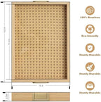 Rattan Woven mesh Surface Wood Serving Tray with Metal Handles, Decorative Tray Service Tray, Modern Boho, alternate view 3