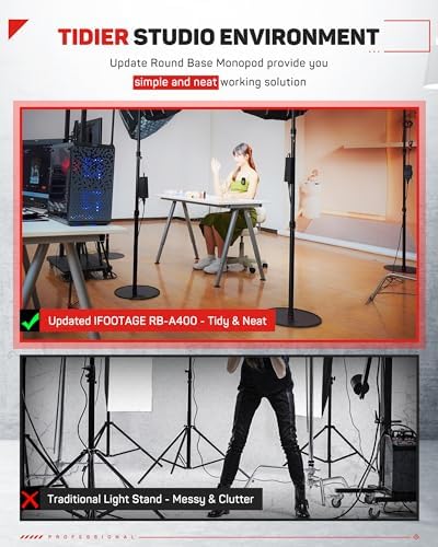 RB-A400 Round Base Light Stand Monopod 79" Tripod, alternate view 3
