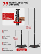 RB-A500 Heavy Duty Round Base Light Stand 79" Monopod, alternate view 6