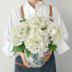 Real Touch Faux Hydrangea Flowers, 4Pcs 21" Off White Fake Hydrangeas Flower with Stems for Wedding Bouquets
