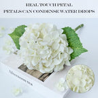 Real Touch Faux Hydrangea Flowers, 4Pcs 21" Off White Fake Hydrangeas Flower with Stems for Wedding Bouquets, alternate view
