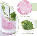 Real Touch Hydrangea Artificial Flowers, 2 Pink & 2 White Real Touch Flowers, 21"" Faux Hydrangea Flowers, Fake, alternate