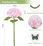 Real Touch Hydrangea Artificial Flowers, 2 Pink & 2 White Real Touch Flowers, 21"" Faux Hydrangea Flowers, Fake, alternate