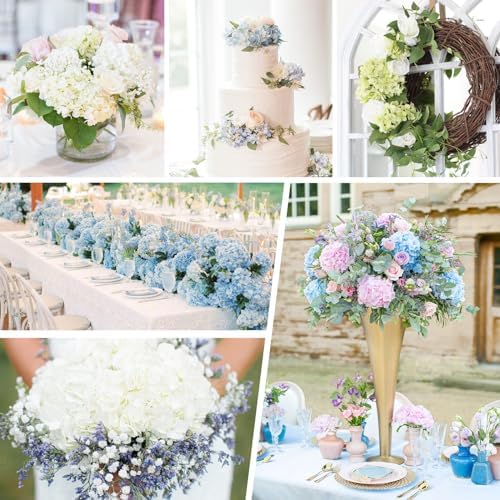 Real Touch Hydrangea Artificial Flowers, 2 Pink & 2 White Real Touch Flowers, 21"" Faux Hydrangea Flowers, Fake, alternate