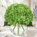 Real Touch Hydrangea with Glass Vase Green Full Latex Hydrangeas Artificial Flowers in Vase Lifelike Bouquets