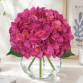 Real Touch Hydrangea with Glass Vase Rose Pink Full Latex Hydrangeas Artificial Flowers in Vase Lifelike
