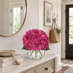 Real Touch Hydrangea with Glass Vase Rose Pink Full Latex Hydrangeas Artificial Flowers in Vase Lifelike, alternate view 7