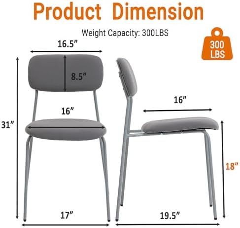 Reception Chair Set of 4, Stackable Waiting Room Seating for Office, Lobby, and Guest Use, Grey in Standard in, alternate