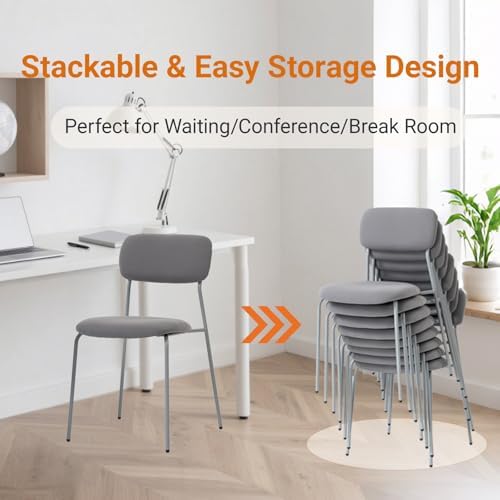 Reception Chair Set of 4, Stackable Waiting Room Seating for Office, Lobby, and Guest Use, Grey in Standard in, alternate