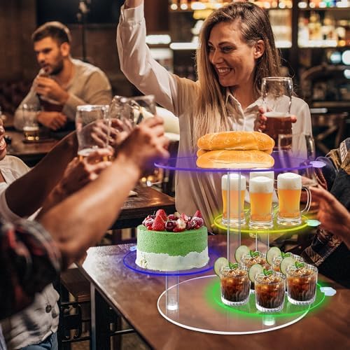 Rechargable LED Light Cupcake Stand, Light Up Cake and Cupcake Stand Combo, 4 Tier Round Dessert Table Display, alternate