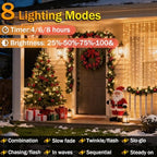 Rechargeable 300LED Curtain Lights, 9.8x9.8FT 8 Modes Curtain Fairy Lights in 9.8x9.8FT in Warm White, alternate view 3