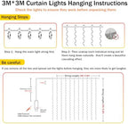 Rechargeable 300LED Curtain Lights, 9.8x9.8FT 8 Modes Curtain Fairy Lights in 9.8x9.8FT in Warm White, alternate view 6