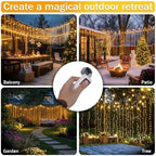 Rechargeable 300LED Curtain Lights, 9.8x9.8FT 8 Modes Curtain Fairy Lights in 9.8x9.8FT in Warm White, alternate view 7