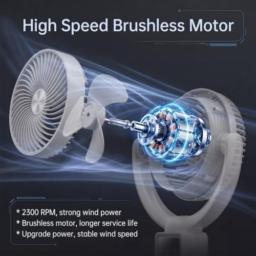 Rechargeable Cordless Pedestal Fan, Standing Air Circulator Fan with Remote, alternate view 3
