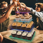 Rechargeable LED Cupcake Stand for 50 Cupcakes, 7 Colors Light Clear Cupcake Holder, 4 Tier Cupcake Tower, alternate view 2