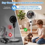 Rechargeable Pedestal Fan, Cordless Portable Fan with 10400mAh Battery, Soft Night Light, Adjustable Height, 5, alternate