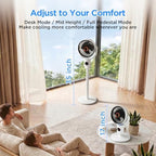 Rechargeable Pedestal Fan, Cordless Portable Fan with 10400mAh Battery, Soft Night Light, Adjustable Height, 5, alternate