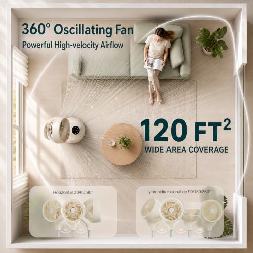 Rechargeable Smart Pedestal Fan, 20dB Quiet 360° Oscillating Fan | DC Motor Wi-Fi App & Remote Control, 6, alternate view 2
