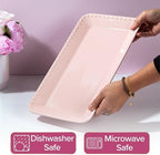 Rectangle Ceramic Stoneware Serving Platter Tray, Embossed Hearts, Microwave Safe, 15x8-Inch, Pink in 15-Inch x, alternate