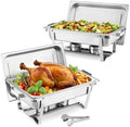 Rectangle Chafing Dishes, 9 Qt 2 Pack Stainless Steel Chafing Dish, Food Warmer Chafer Complete Set with Hollow