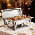 Rectangle Chafing Dishes, 9 Qt 2 Pack Stainless Steel Chafing Dish, Food Warmer Chafer Complete Set with Hollow, alternate