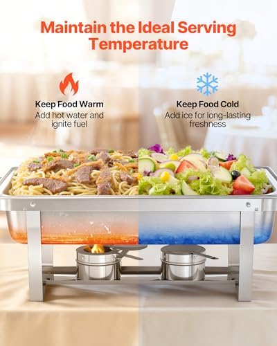 Rectangle Chafing Dishes, 9 Qt 2 Pack Stainless Steel Chafing Dish, Food Warmer Chafer Complete Set with Hollow, alternate