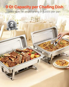 Rectangle Chafing Dishes, 9 Qt 2 Pack Stainless Steel Chafing Dish, Food Warmer Chafer Complete Set with Hollow, alternate