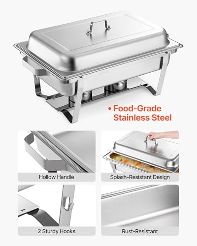 Rectangle Chafing Dishes, 9 Qt 2 Pack Stainless Steel Chafing Dish, Food Warmer Chafer Complete Set with Hollow, alternate