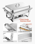 Rectangle Chafing Dishes, 9 Qt 2 Pack Stainless Steel Chafing Dish, Food Warmer Chafer Complete Set with Hollow, alternate