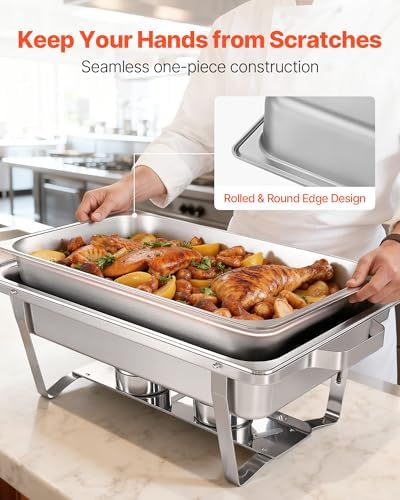 Rectangle Chafing Dishes, 9 Qt 2 Pack Stainless Steel Chafing Dish, Food Warmer Chafer Complete Set with Hollow, alternate