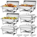 Rectangle Chafing Dishes, 9 Qt 6 Pack Stainless Steel Chafing Dish, Food Warmer Chafer Complete Set with Hollow