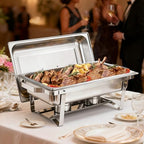 Rectangle Chafing Dishes, 9 Qt 6 Pack Stainless Steel Chafing Dish, Food Warmer Chafer Complete Set with Hollow, alternate