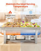 Rectangle Chafing Dishes, 9 Qt 6 Pack Stainless Steel Chafing Dish, Food Warmer Chafer Complete Set with Hollow, alternate