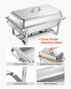 Rectangle Chafing Dishes, 9 Qt 6 Pack Stainless Steel Chafing Dish, Food Warmer Chafer Complete Set with Hollow, alternate