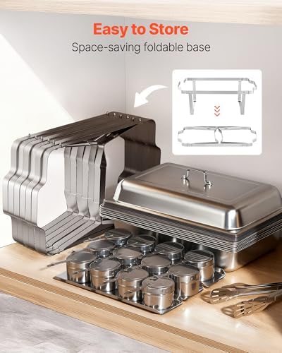 Rectangle Chafing Dishes, 9 Qt 6 Pack Stainless Steel Chafing Dish, Food Warmer Chafer Complete Set with Hollow, alternate