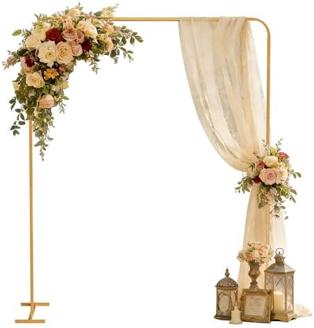Rectangle Metal Backdrop Frame Stand, 6.56 FT Wedding Decor Flower Ballon Arbor Stand