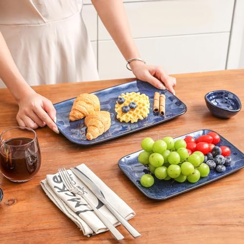 Rectangle Serving Platters - 14" 12" 10" Porcelain Serving Trays Plates for Party BBQ Appetizers Sushi Dessert, alternate