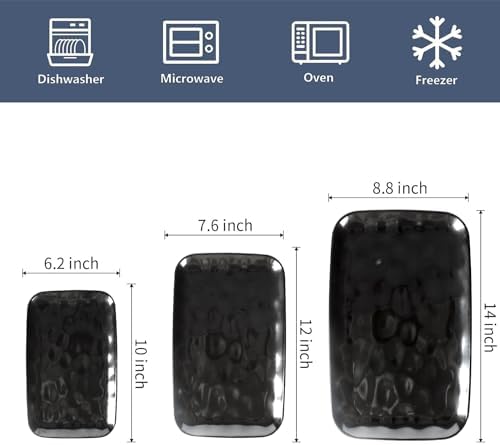 Rectangle Serving Platters - 14" 12" 10" Porcelain Serving Trays Plates for Party BBQ Appetizers Sushi Dessert, alternate