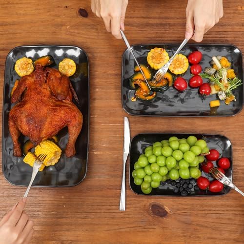 Rectangle Serving Platters - 14" 12" 10" Porcelain Serving Trays Plates for Party BBQ Appetizers Sushi Dessert, alternate
