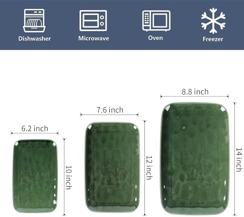 Rectangle Serving Platters - 14" 12" 10" Porcelain Serving Trays Plates for Party BBQ Appetizers Sushi Dessert, alternate