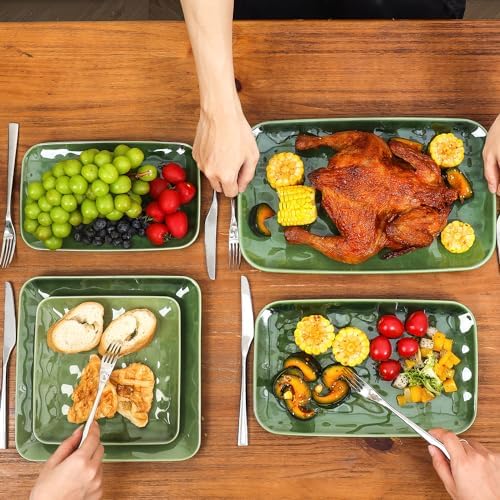 Rectangle Serving Platters - 14" 12" 10" Porcelain Serving Trays Plates for Party BBQ Appetizers Sushi Dessert, alternate