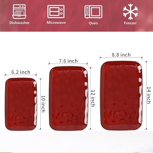 Rectangle Serving Platters - 14" 12" 10" Porcelain Serving Trays Plates for Party BBQ Appetizers Sushi Dessert, alternate