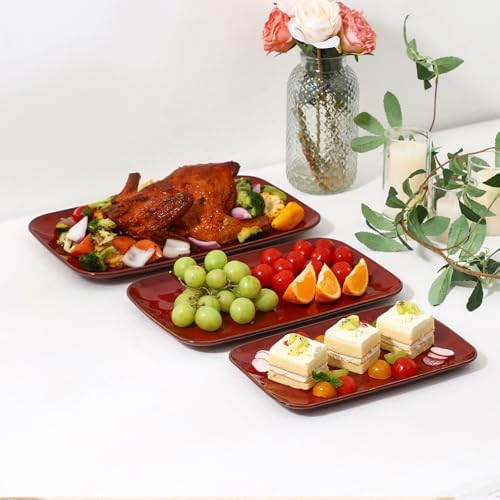 Rectangle Serving Platters - 14" 12" 10" Porcelain Serving Trays Plates for Party BBQ Appetizers Sushi Dessert, alternate