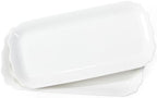 Rectangle White Serving Tray, 2-Pack, 12" New Bone China Serving Platter for Food Plates Dishes, Elegant Ceramic