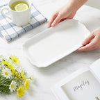 Rectangle White Serving Tray, 2-Pack, 12" New Bone China Serving Platter for Food Plates Dishes, Elegant Ceramic, alternate
