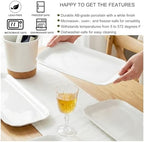 Rectangle White Serving Tray, 2-Pack, 12" New Bone China Serving Platter for Food Plates Dishes, Elegant Ceramic, alternate