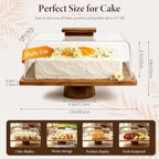 Rectangular Acacia Wood Cake Stand with Thickened Acrylic Cover in Light brown, alternate view 3